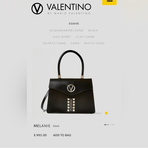 Valentino Genuine Black Leather Studded Melanie 2 Way Top Handle Shoulder Bag - Picture 14 of 14